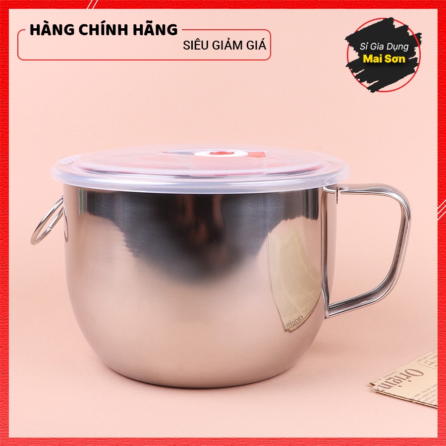 Ca Nấu Mì Đa Năng Chất Liệu Inox Cao Cấp Không Gỉ Ca Đựng Cháo Úp Mì Có Nắp Hút Chân Không Tay Cầm Tiện Lợi Size 15 Cm