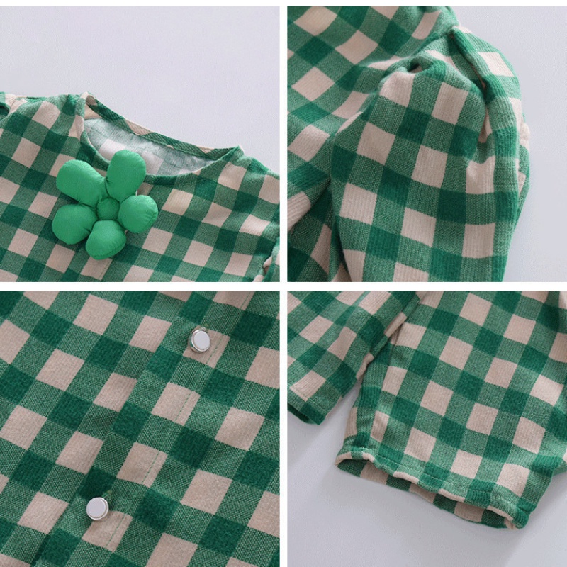 Áo Sơ Mi Tay Dài Kẻ Sọc Ca Rô Thời Trang Mùa Thu Cho Bé Gái