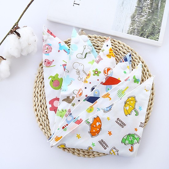 Yếm Tam Giác Cotton  2 Lớp Dày Dặn Cao Cấp Có Cúc Bấm