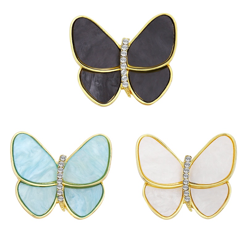 Ghim cài áo QIHE JEWELRY thiết kế bươm bướm đính đá nhân tạo 3 màu sắc tùy chọn trang trí quần áo làm quà tặng bạn bè