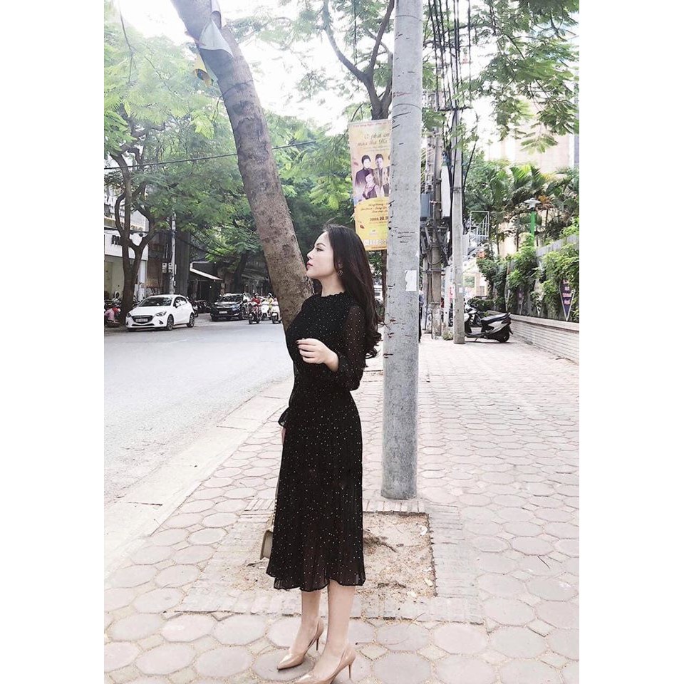 VÁY CHẤM bi thắt dây eo xếp li (kèm ảnh thật,video) | BigBuy360 - bigbuy360.vn