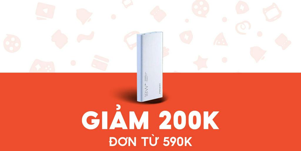 - CLICKBUY - Giảm 200K Pin Dự Phòng Pisen Quick 10000mAh 18w