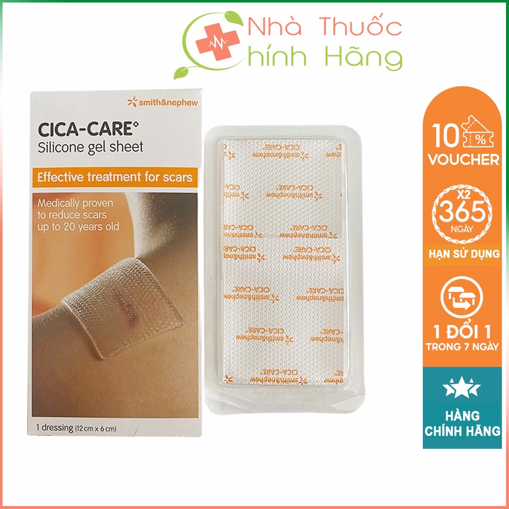 Miếng ép sẹo lồi Cica Care cỡ nhỏ 6x12cm - Miếng dán xóa sẹo sau mổ Hàng Nhập Khẩu