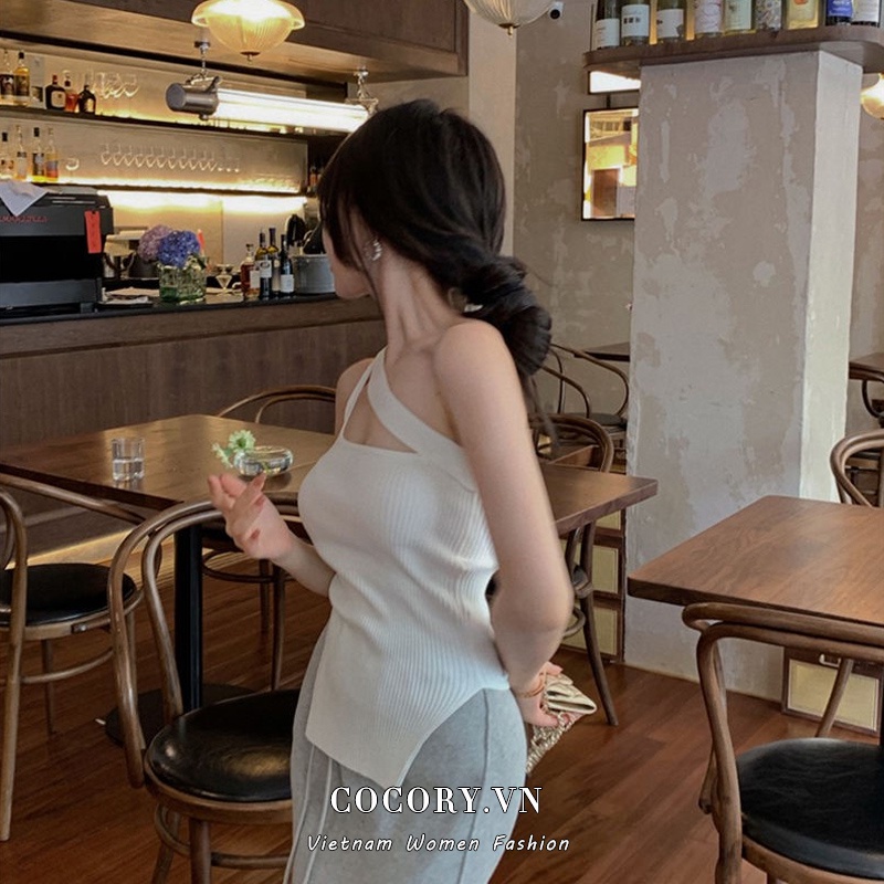 Cocory vn Áo Croptop Sát Nách Màu Trơn Thời Trang Mùa Hè Cho Nữ