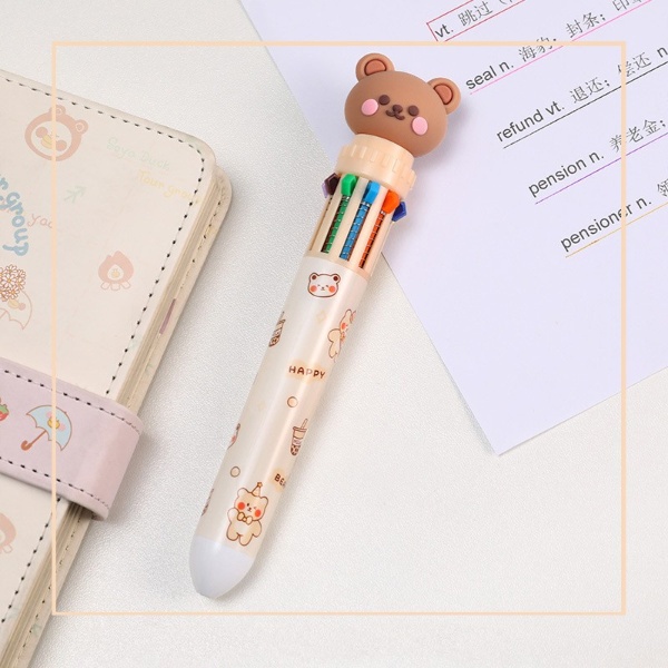 Combo 3 bút bi bấm gấu cute 10 màu dễ thương