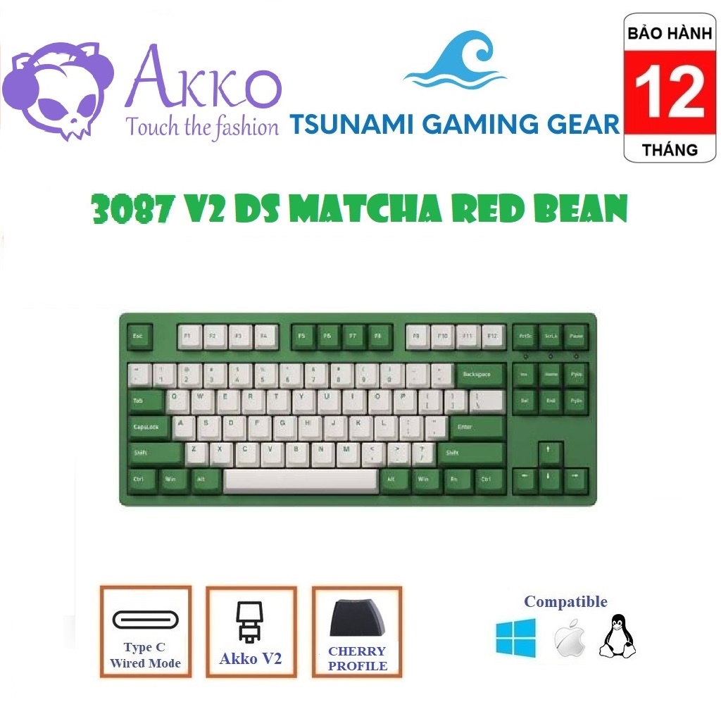 Bàn phím cơ AKKO 3087/ 3098/ 3108 v2 DS Matcha Red Bean