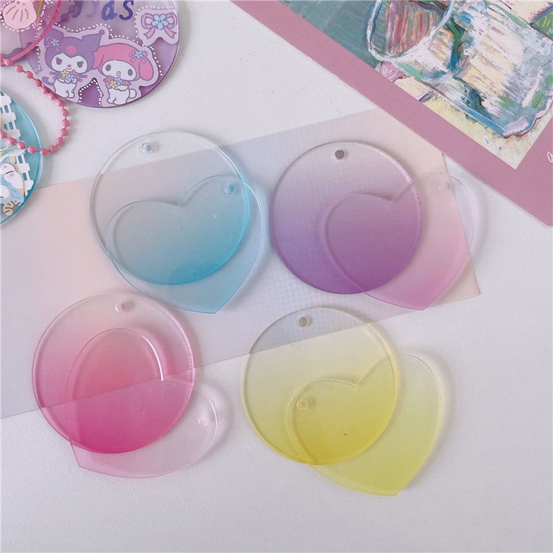 Peach Acrylic gradient color disc  DIY decorative keychain pendant
