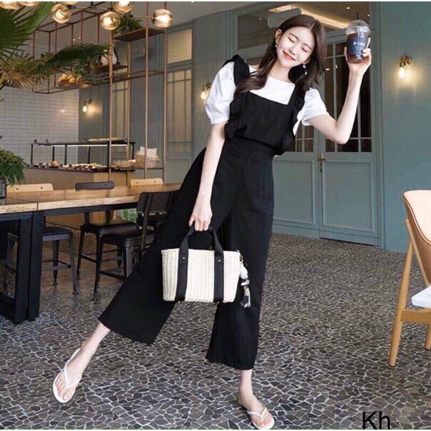 [ Miễn Phí Ship 2022 ] Set yếm da cá vải thun quần yếm dài ống xuông, set yếm hai món kèm ảnh thật