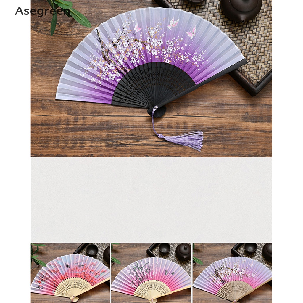 Quạt xếp cầm tay in họa tiết hoa phong cách Trung Hoa dùng làm đạo cụ chụp ảnh/ biểu diễn sân khấu