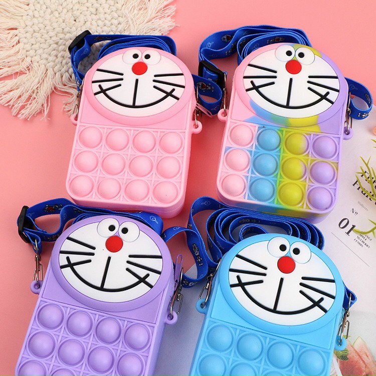 Túi đeo chéo vai popit kèm dây nhiều mẫu,màu đáng yêu cho bé, đồ chơi pop it giải stress, túi silicone kỳ lân