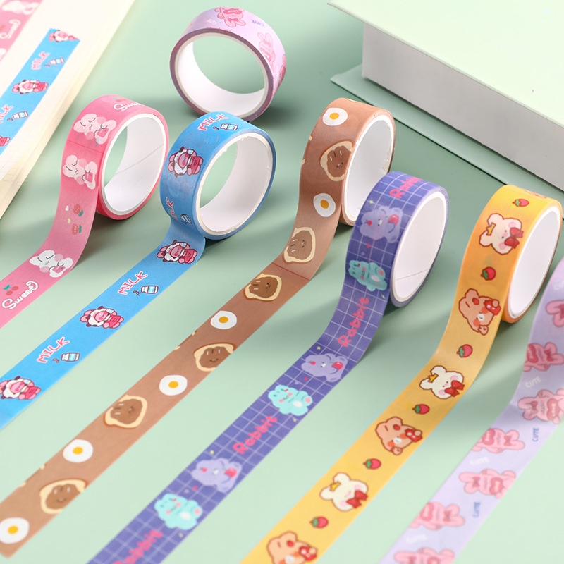 Washi Tape Băng Keo Giấy Lovely Bear, Rabbit Trang Trí Sổ
