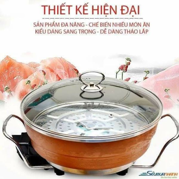 Bếp Điện Đa Năng ÔSAKA, Đáy Phủ Chống Dính Cao Cấp, Tặng kèm Vỉ Hấp Inox - bepnuongdienosaka