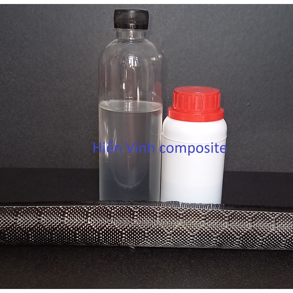 Combo vải carbon tổ ong (1m x 0,5 m) và epoxy Đài Loan (0,5 kg) + 1 thẻ nhựa vuốt keo cho người mới tập bọc vải cabon