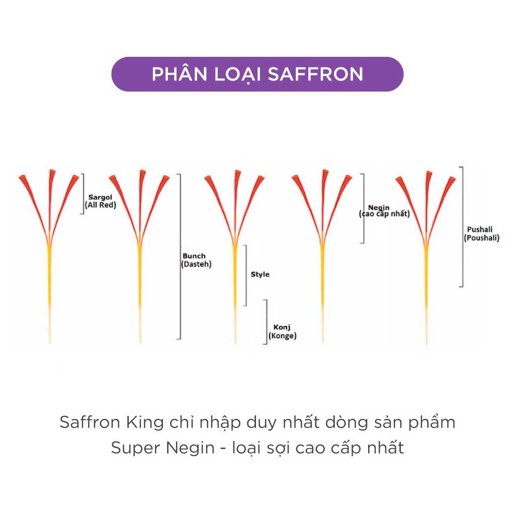Nhuỵ hoa nghệ tây Saffron King Premium Super Negin nhập khẩu chính ngạch từ Iran | BigBuy360 - bigbuy360.vn