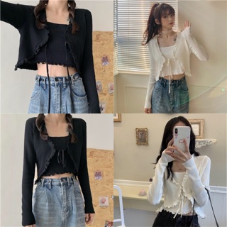 Set Áo Croptop Len Tăm Mix Áo 2 Dây Hot