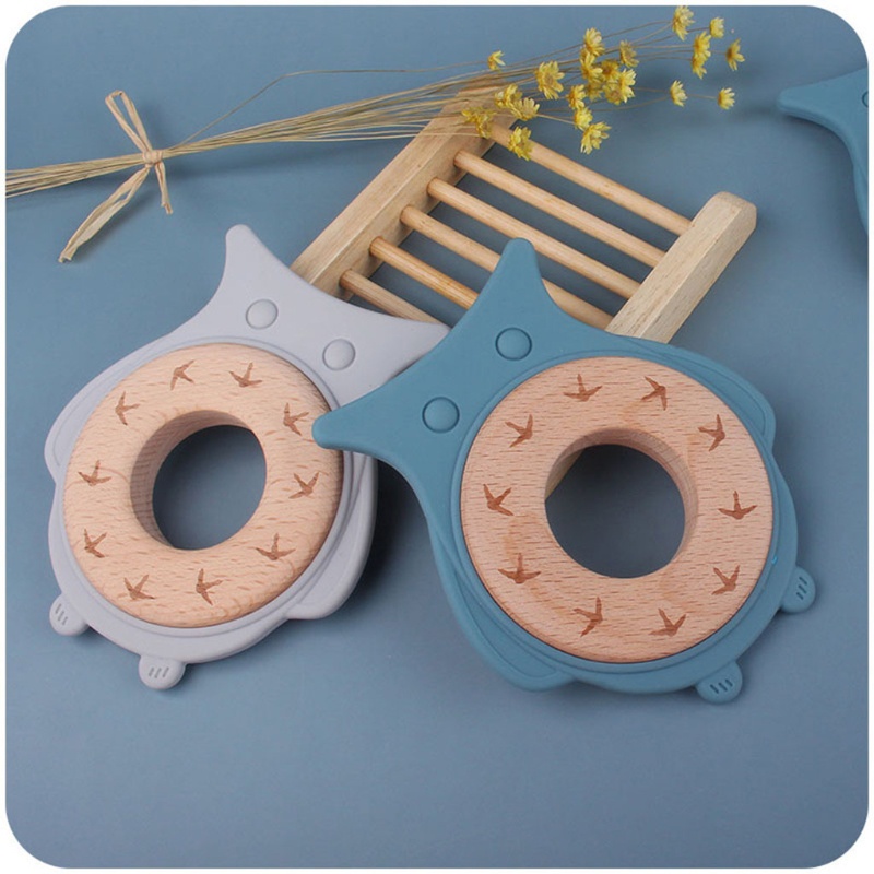 Đồ Chơi Ngậm Nướu Hình Chim Cú Hoạt Hình Bằng Silicone Dành Cho Trẻ Em