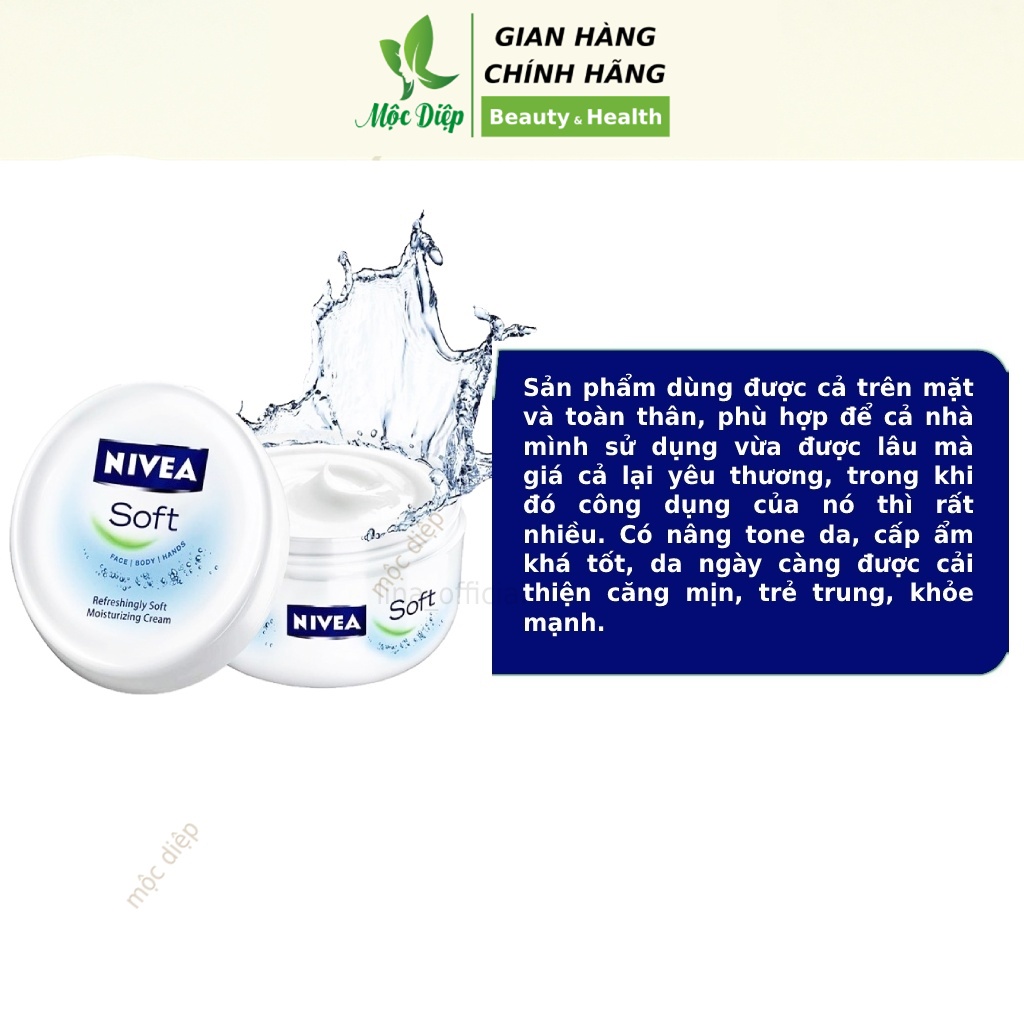 Kem dưỡng ẩm da mặt Nivea Soft 50ml - kem dưỡng da chống nẻ cấp ẩm trắng da - Mộc Diệp