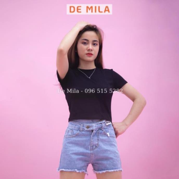 Áo croptop nữ De Mila chất cotton, áo crop top cộc tay kiểu ôm cotton co giãn 4 chiều rất mát chất cực đẹp AVC012