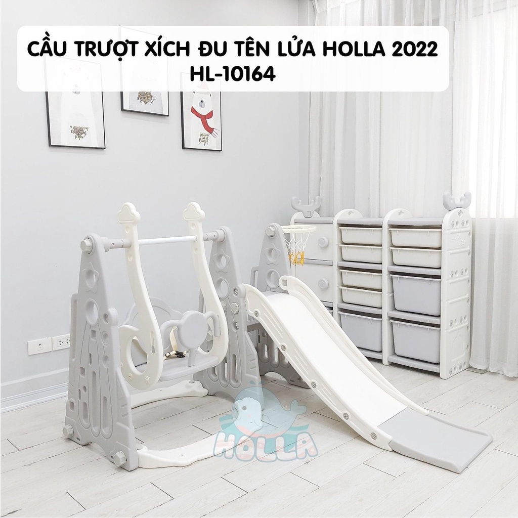 Cầu trượt + xích đu HOLLA   HL-10164 , vận động cho trẻ, nhựa nguyên sinh zj1
