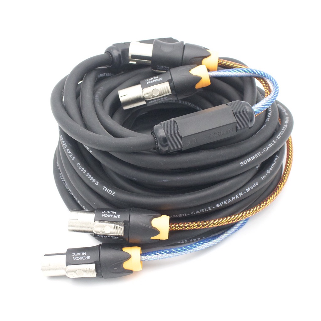 Dây loa âm thanh sân khấu 4 ruột 2.5mm dài 10m, dây loa Sommer đồng nguyên chất,01 dây thành phẩm có Jack speakon