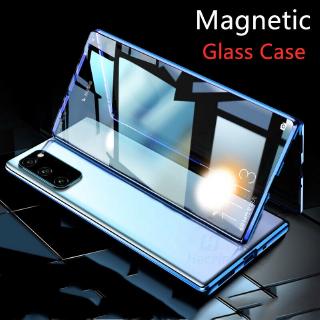 Metal magnetic front back tempered glass case for samsung galaxy s20 ultra s20+ s20 plus