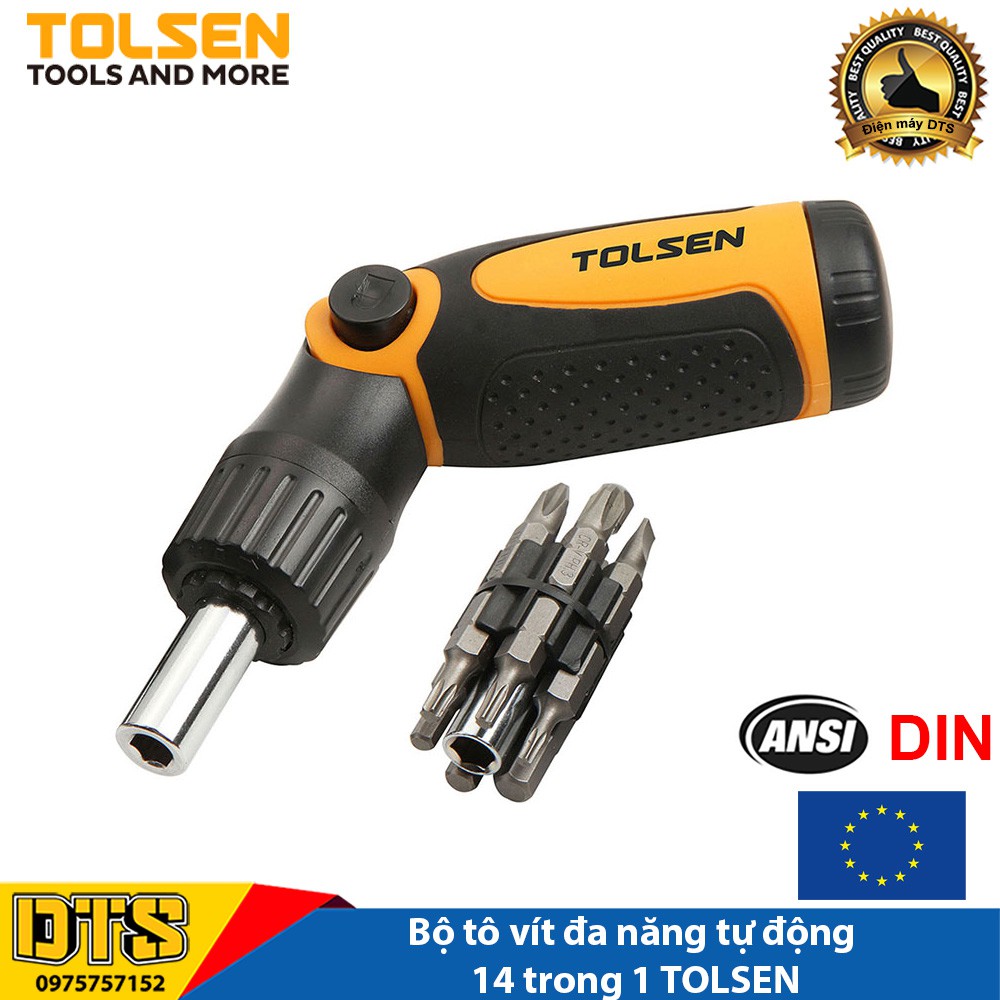 Bộ tua vít đa năng tự động 14 trong 1 TOLSEN quay góc 180 độ - Tiêu chuẩn xuất khẩu Châu Âu