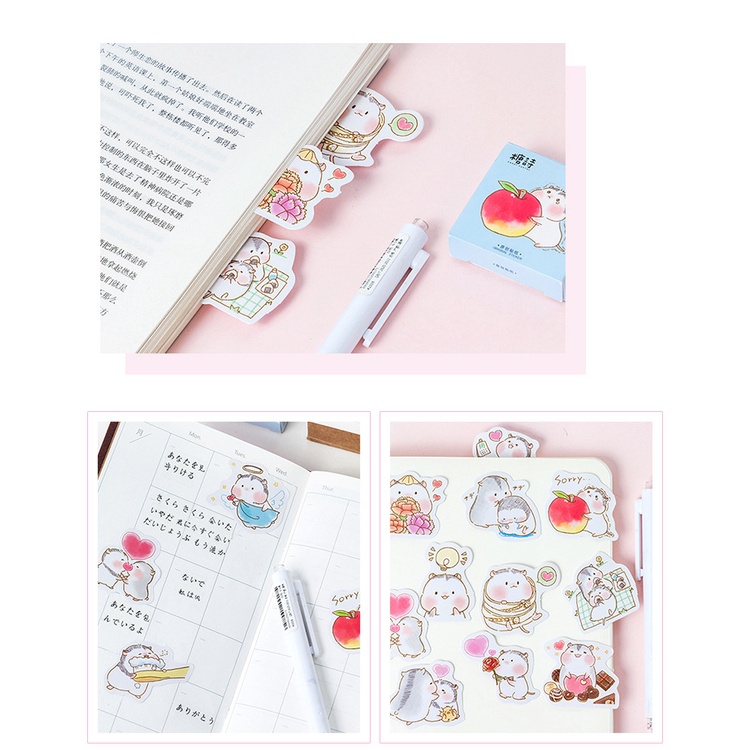 Sticker chủ đề Chuột Hamster Dễ Thương - Hộp 45 miếng dán trang trí sổ tay Bullet Journal - M051