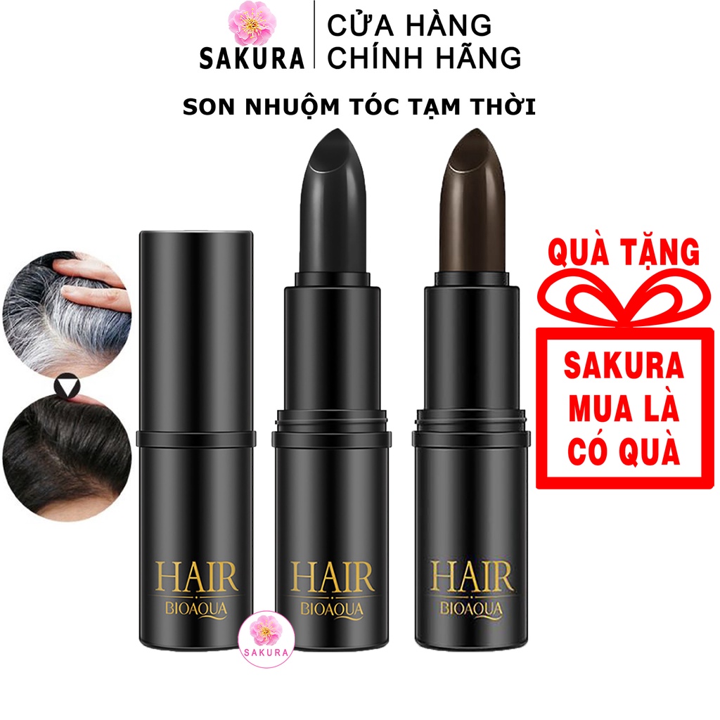 Son nhuộm tóc che tóc bạc tạm thời BIOAQUA Bút che phủ tóc nội địa trung SAKURA 4g