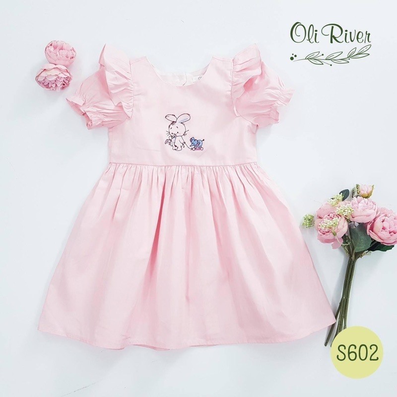 Đầm Bé Thêu Tay Oliriver Xuất Khẩu