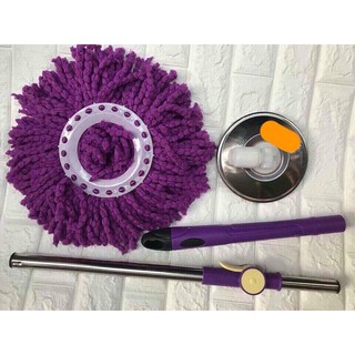 Bộ cán chổi lau nhà INOX 360 độ ( cây lau+ bàn+ bông lau ) - Hàng Loại 1