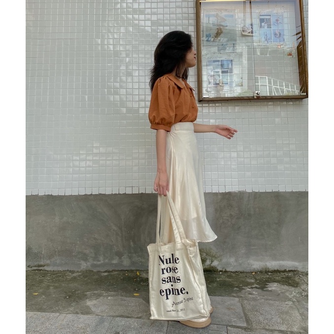 Chân váy THANH chất liệu linen form xoè đính cúc ✨