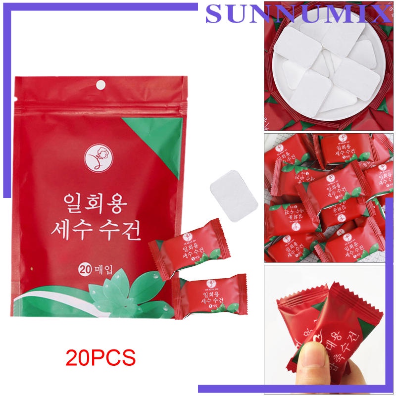 Set 20 viên nén khăn giấy/tiền xu dùng một lần tiện dụng khi đi du lịch