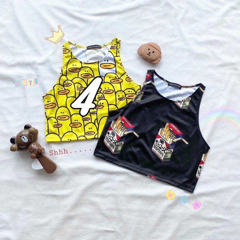 Áo Croptop Hình 3D Ba Lổ Ảnh Thật