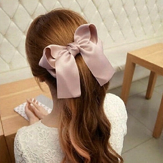 Kẹp tóc nơ màu trơn phụ kiện tóc MS255
