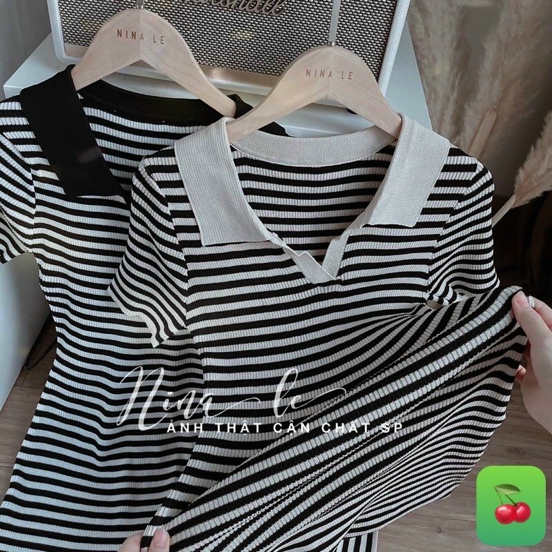 Đầm váy body sexy cổ bẻ dài, ngắn kẻ sọc - đầm nữ dễ thươngN/GB alohashop91