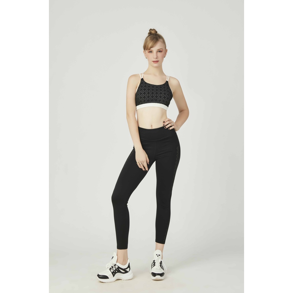 Bộ đồ tập Gym, Yoga Nữ BIKINI PASSPORT kiểu áo hai dây quần dài- màu Đen - BG079_BL
