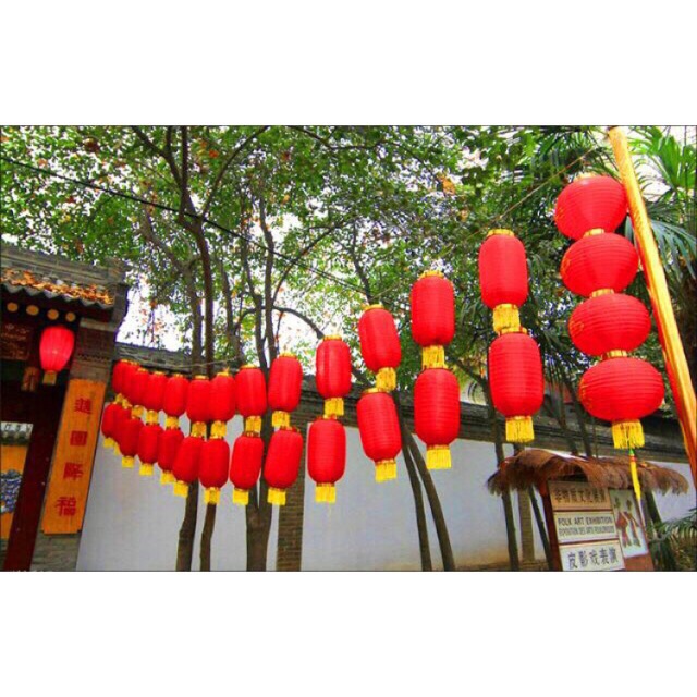 Đèn Lồng Đỏ Bầu dục hình trụ dài trang trí Tết, Khai Trương, nhà chùa, khu du lịch, trường học, nhà hàng Trung quốc