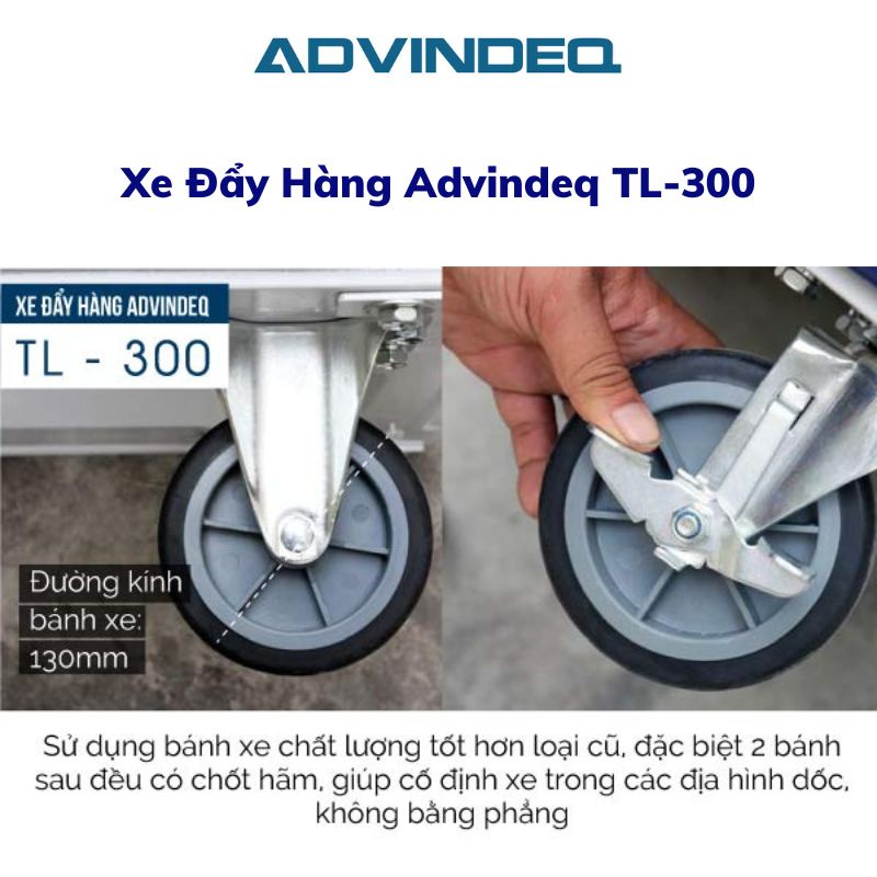 Xe đẩy hàng gấp gọn Advindeq TL-300 tải trọng 300kg dễ dàng di chuyển sàn thép chắc chắn dày 1mm bảo hành 12 tháng