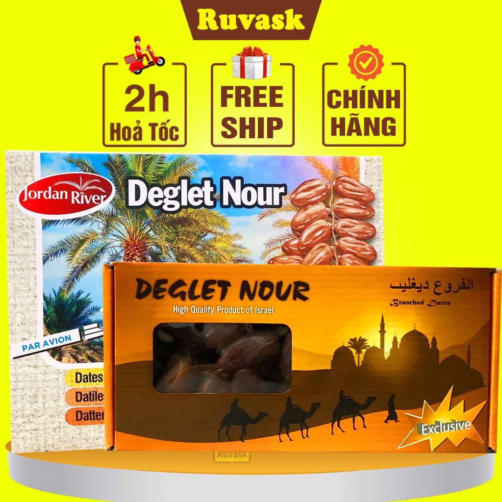 Chà Là Nguyên Cành Deglet Nour Israel CHÍNH HÃNG - Quả Chà Là Sấy Dẻo Sấy Khô Đồ Ăn Vặt - Quà Tặng Tết Ruvask