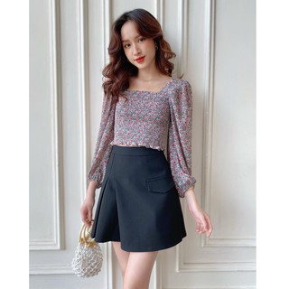 Olv - áo shirring fleur top in gray