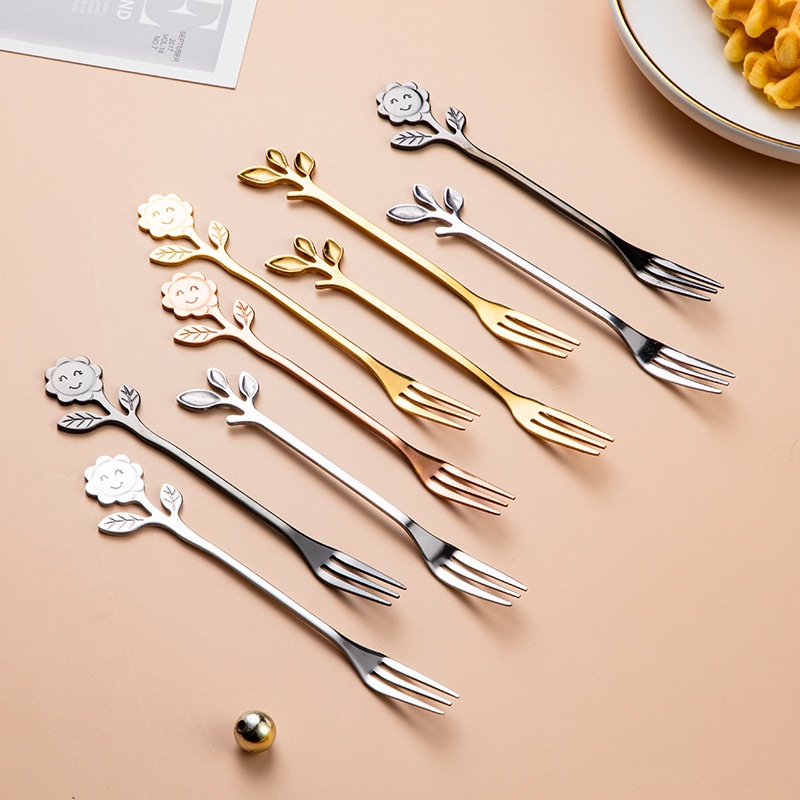 thìa, muỗng hình lá mạ vàng cao cấp