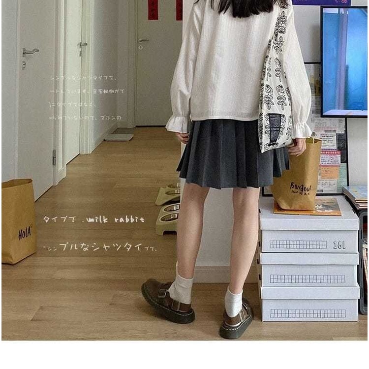 Áo sơ mi trắng tay phồng phong cách Hàn Quốc thời trang mùa thu hàng mới