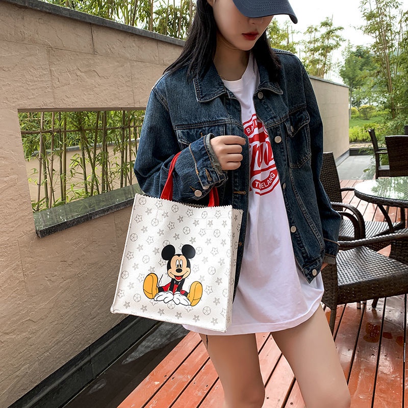 Túi Xách Tay Nữ In Hình Chuột Mickey Thời Trang