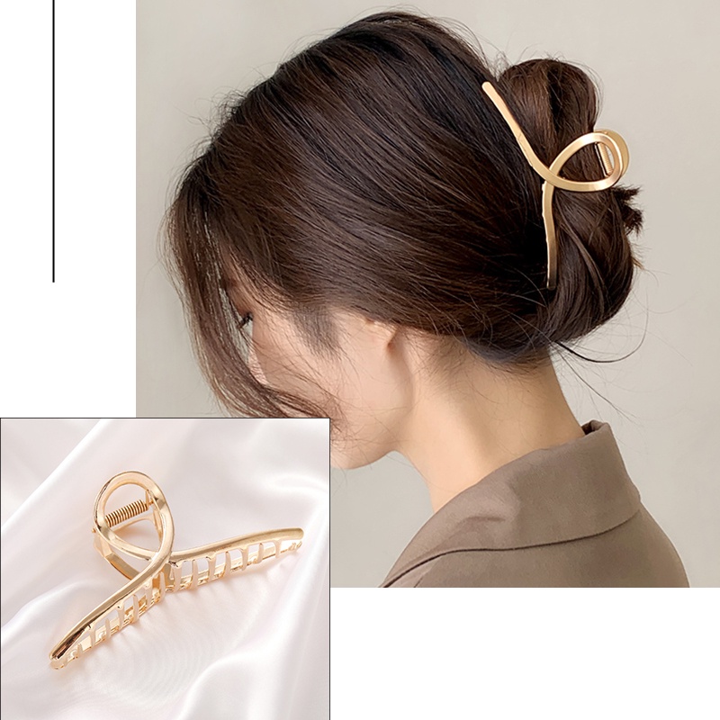Kẹp tóc hình bướm màu vàng đồng thời trang cổ điển mới