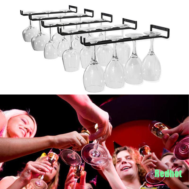 Giá treo ly rượu gắn tường 30cm bằng sắt tiện dụng đen
