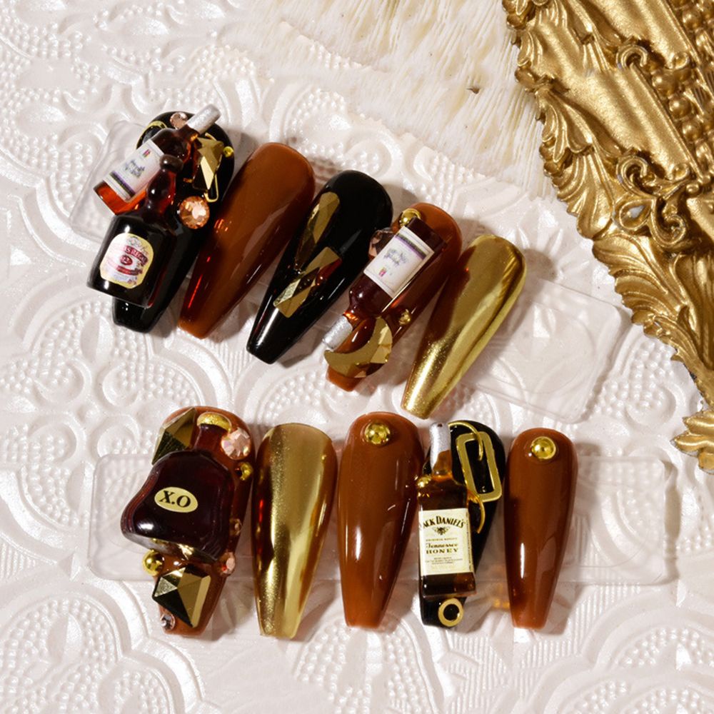 [Hàng mới về] Phụ Kiện Trang Trí Móng Tay Nghệ Thuật Hình Chai Rượu Vang Độc Đáo Thời Trang DIY
