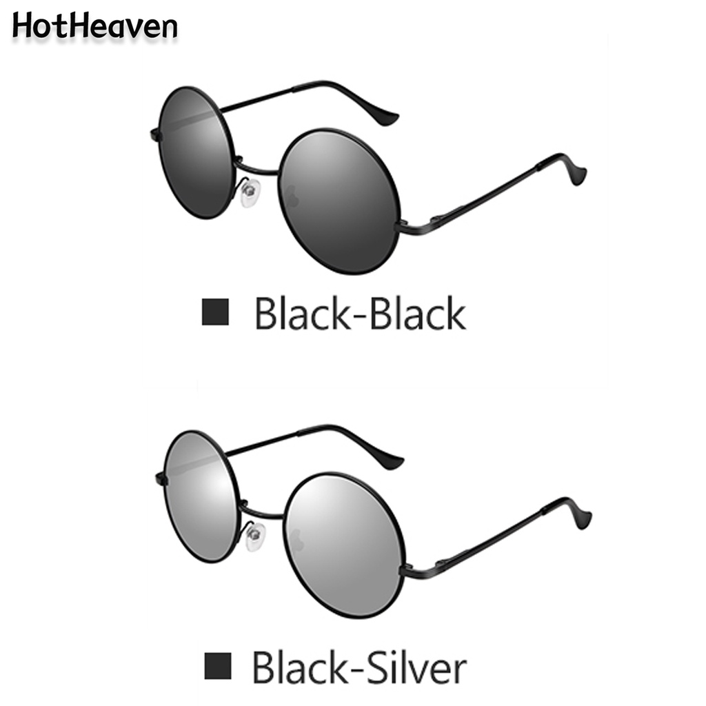 Kính mát tròng tròn màu đen chống tia uv400 2 kiểu cho nam nữ