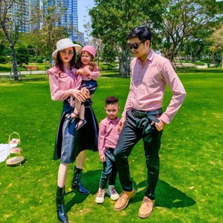 Áo gia đình đẹp - áo voan mẹ và bé màu hồng - áo đôi gia đình - váy áo gia đình - áo đôi mẹ và bé gái