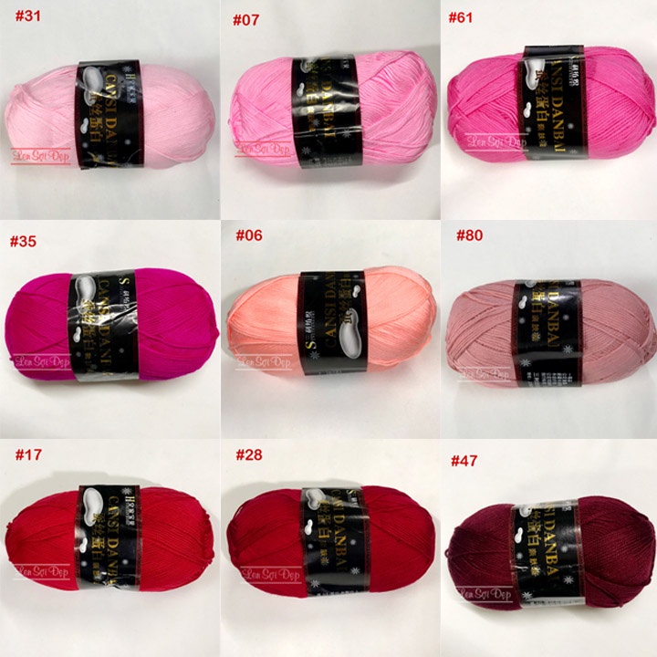 Len Cotton Cansi Danbai 125g Đan Móc Khăn, Nón, Áo