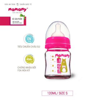 BÌNH SỮA THỦY TINH CỔ RỘNG CHỐNG SẶC VÀ ĐẦY HƠI MAMAMY